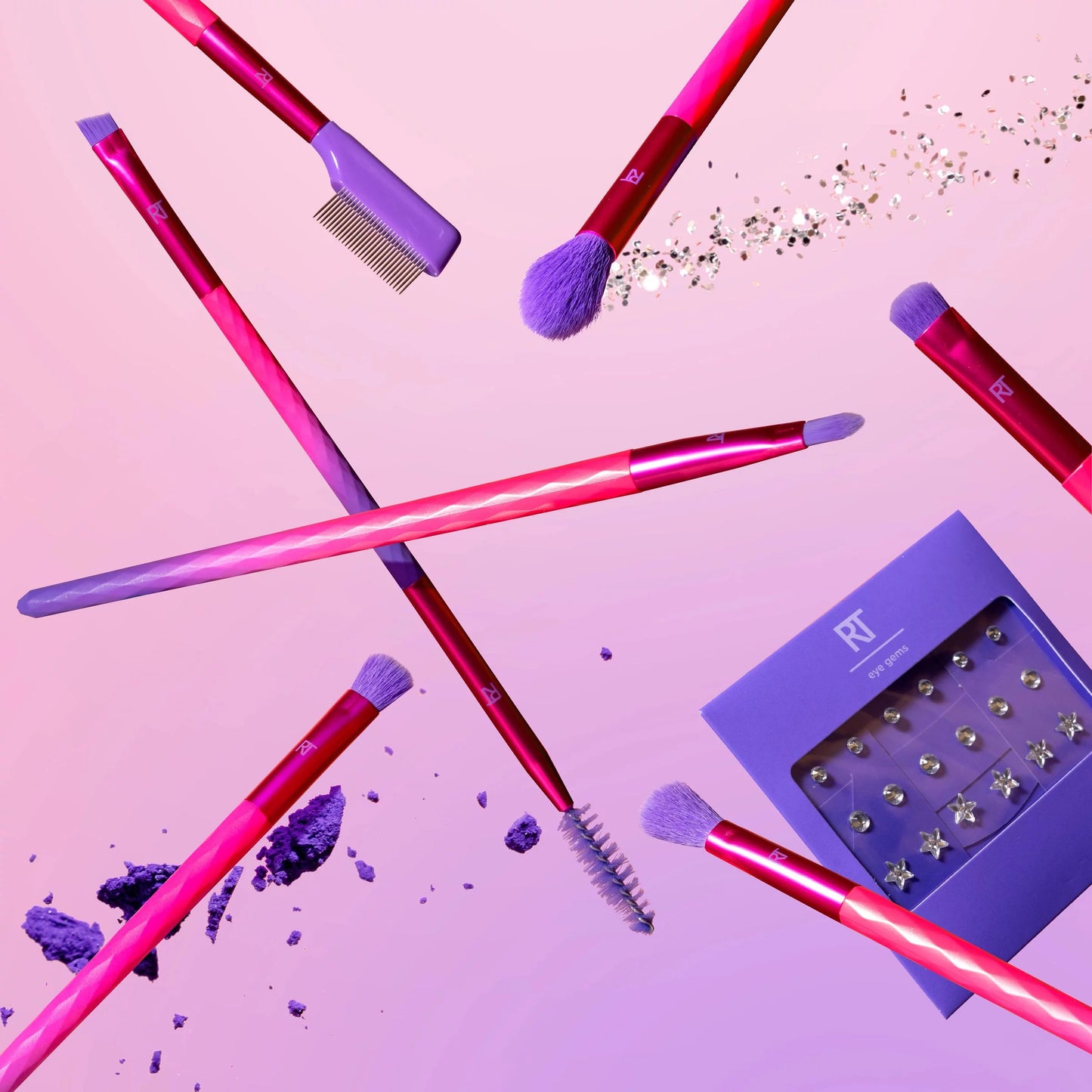 Real Techniques Galactic Glo Kit de brochas de maquillaje Set de 8 piezas