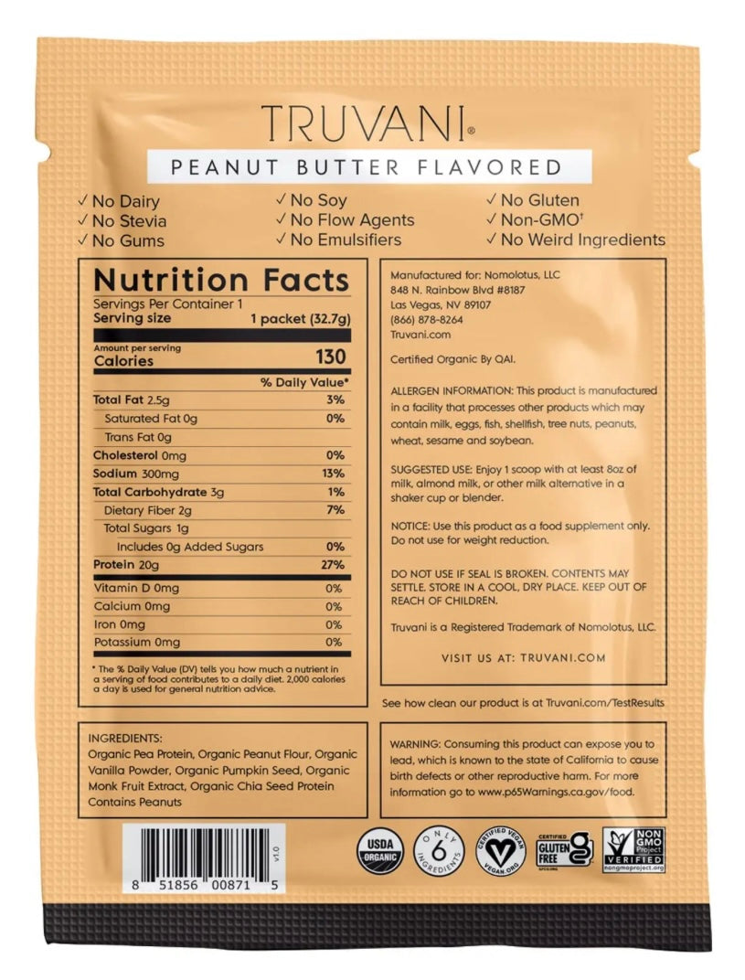 TRUVANI PROTEIN Peanut Butter Individual