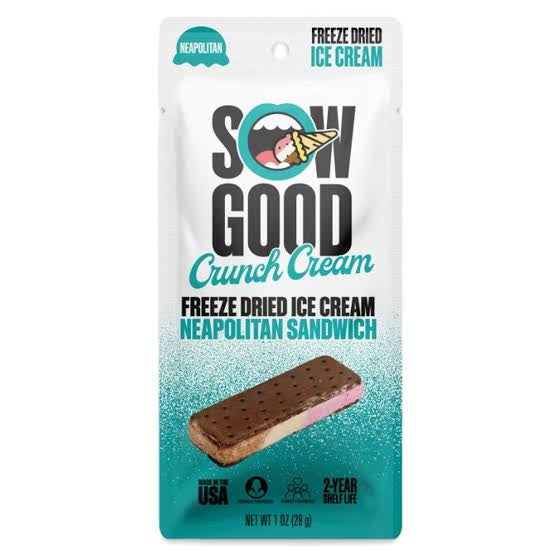 Sow Good Crunch Cream Freeze Dried Ice Cream Napolitan Sandwich - Jumbo Size 45g