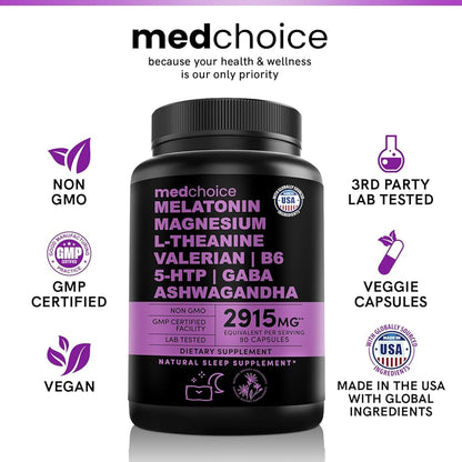 MedChoice Cápsulas de melatonina 12 en 1 – Melatonina 5 mg