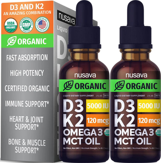 Nusava D3 K2 Omega 3 MCT oil Drops