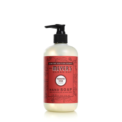 Mrs. Meyer’s hand soap. Tomato vine.