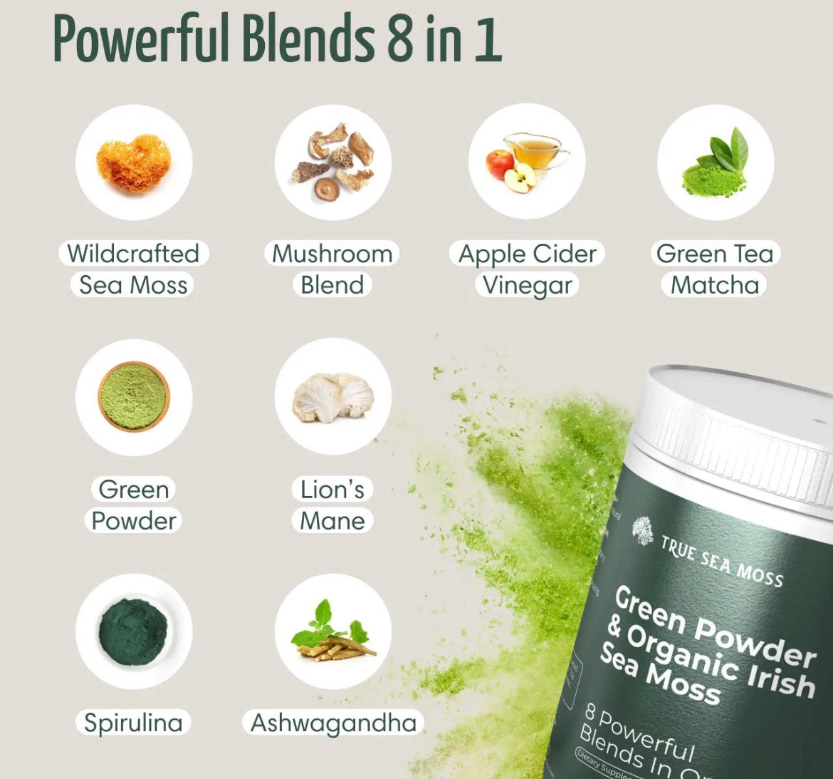 True Sea Moss Green Powder & Organic Irish Sea Moss