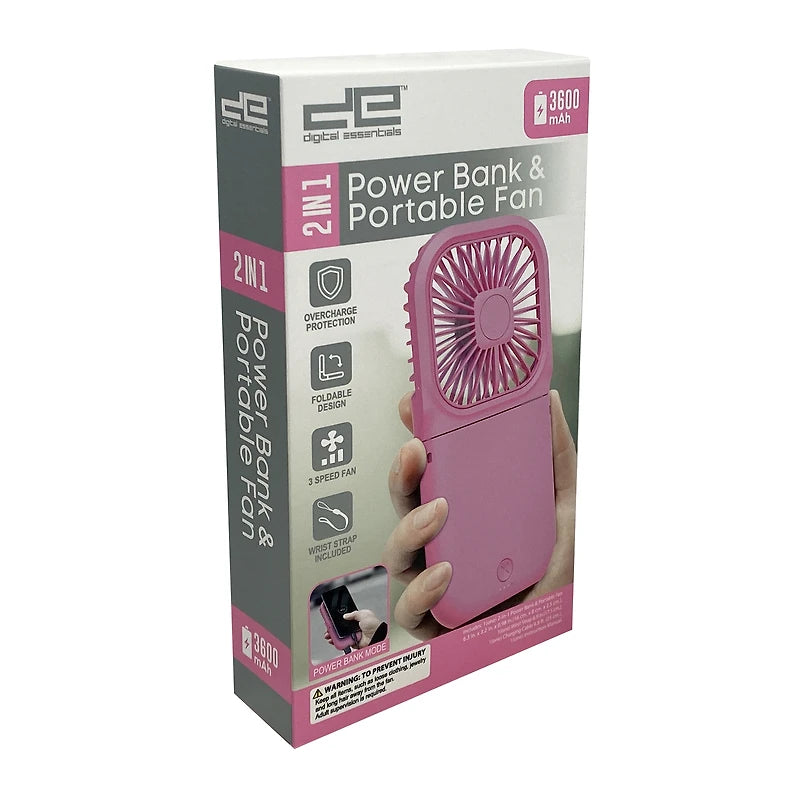 2 in 1 Power Bank & Portable Fan