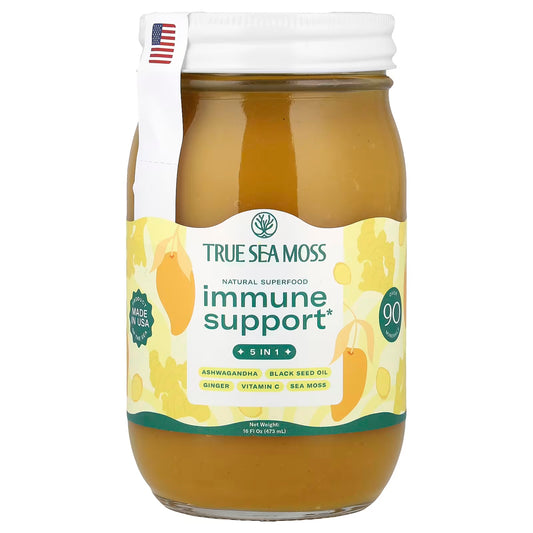 Sea Moss Immune Support Mango, Ashwagandha, vitamina C, Jengibre, Aceite semilla negra 473ml