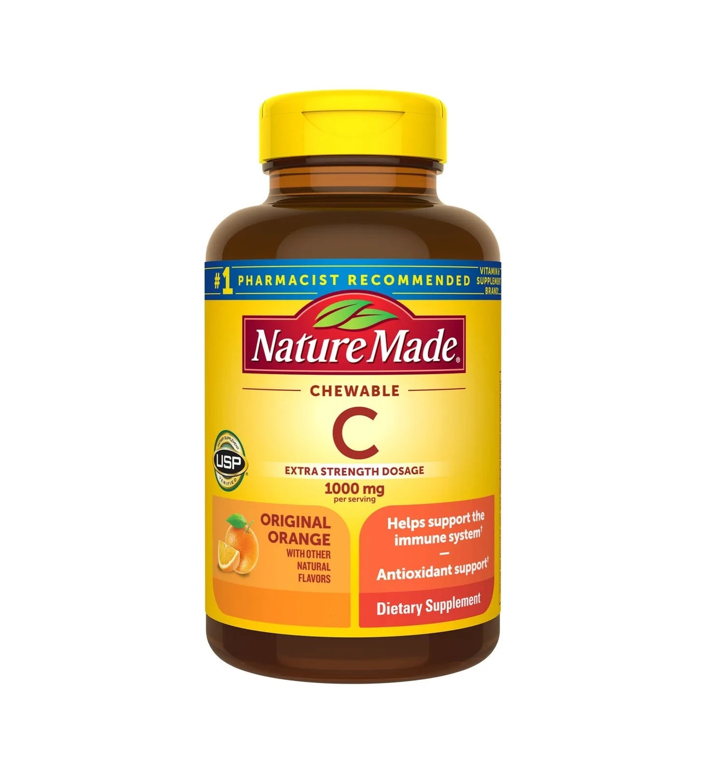 Nature made Vitamina C Masticable 90 tabletas.