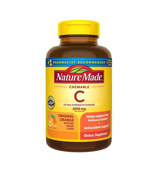 Nature made Vitamina C Masticable 90 tabletas.